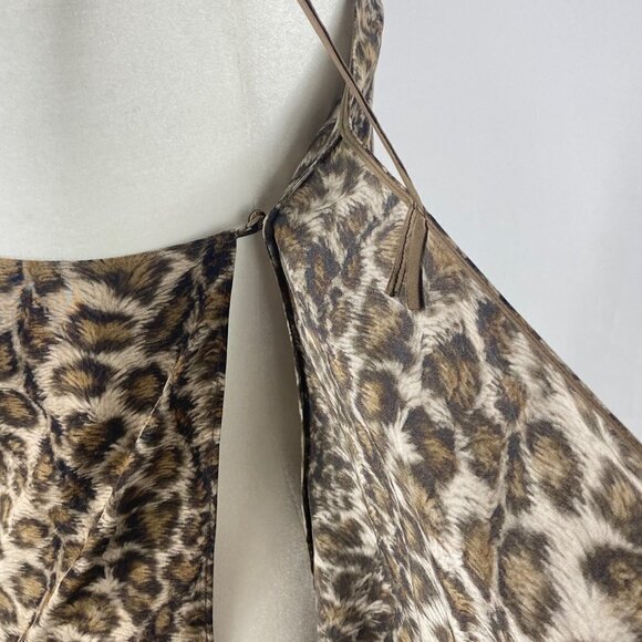 Leopard Print Silk Tank Top Size S Helmut Lang Spaghetti Strap Wrap Tie - Picture 2 of 12
